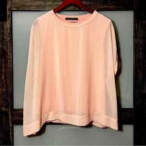 Zara Soft Pink Ethereal Scandi Girl Fairy Blouse Women's L Flowy Lagenlook